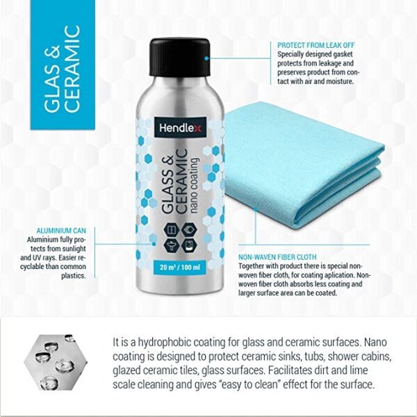 HENDLEX HOME GLASS & CERAMIC PRO 100ml - Ūdens atgrūdošs pārklājums stikliem un keramikai