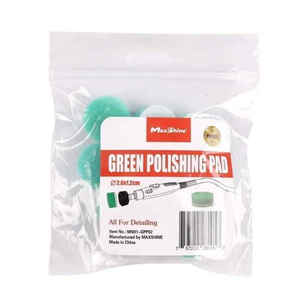 MAXSHINE MINI GREEN POLISHING PAD 26mm 10gab. - Porolona pulēšanas ripu komplekts