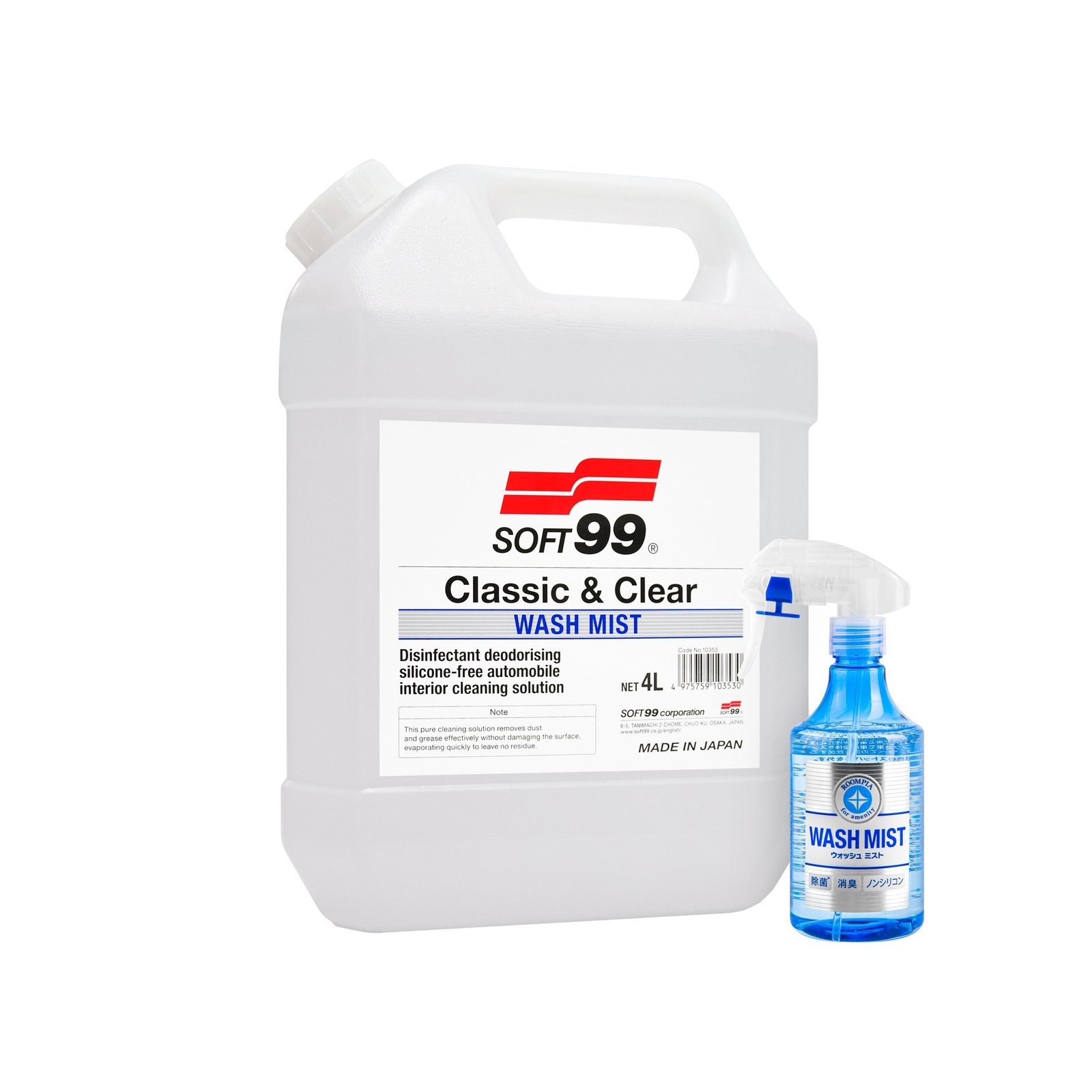 SOFT99 Wash Mist 4L + Wash Mist 0.3L - salona tīrīšanas līdzeklis