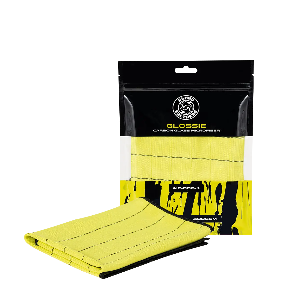 BLEND BROTHERS Glossie Yellow Carbon Glass Microfiber - Yellow 1pcs - stiklu tīrīšanas drāna